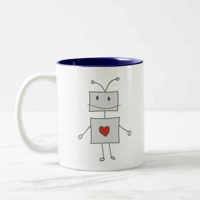 Roboten älskar tea. Två-Tonad mugg (Vänster)
