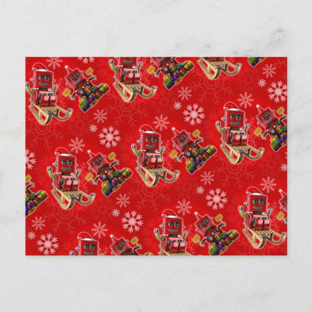 roboten lycklig christmas leksak helg vykort (Framsida)