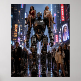 Roboten som går genom staden poster
