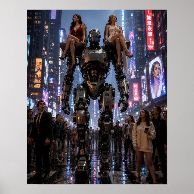 Roboten som går genom staden poster (Framsidan)