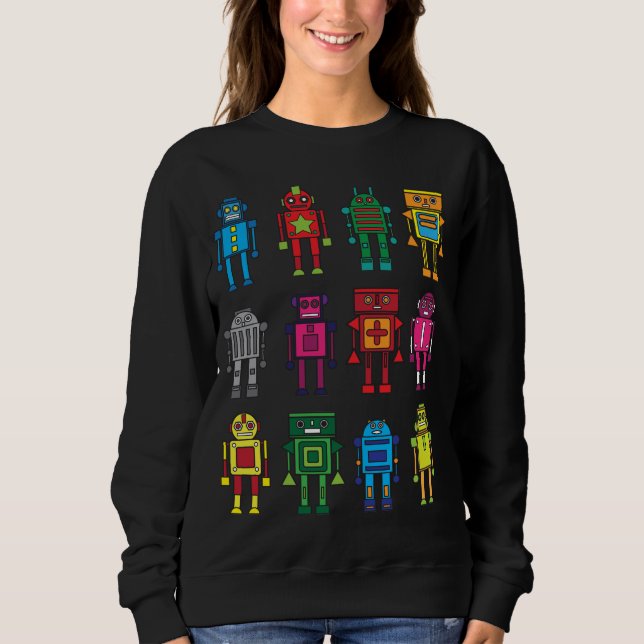 Roboter Geschenk Robotik Retro Spielzeug Spaß T Shirt (Framsida)