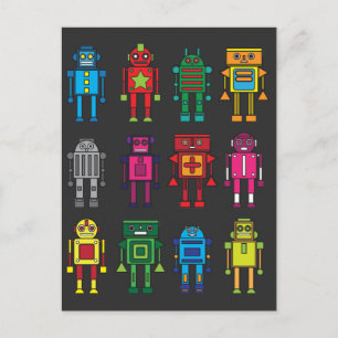 Roboter Geschenk Robotik Retro Spielzeug Spaß Vykort