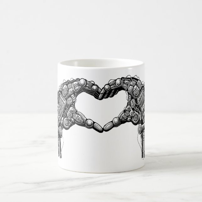 Robothänder gör hjärta att forma kaffemugg (Center)