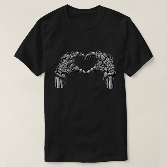 Robothänder gör hjärta att forma t shirt (Design framsida)