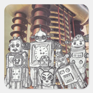 Robothelgdag 8 fyrkantigt klistermärke