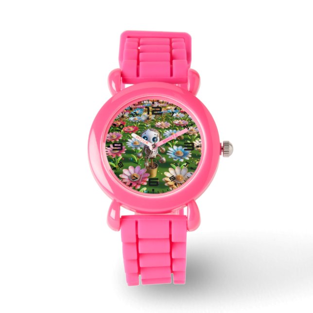 Robotic Flowers Rosa Kids Watch Armbandsur (Framsida)