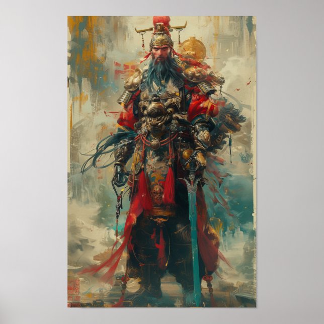 Robotic Guan Yu Front View Fullt Body Shot Poster (Framsidan)