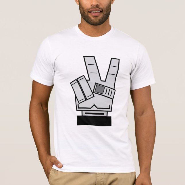 Robotic Hand som visar Fredstecken T-Shirt (Framsida)