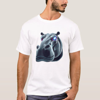 Robotic Hippo Ansikte Art T Shirt