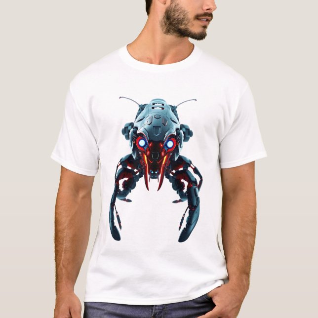 Robotic Lobster Ansikte Art T Shirt (Framsida)