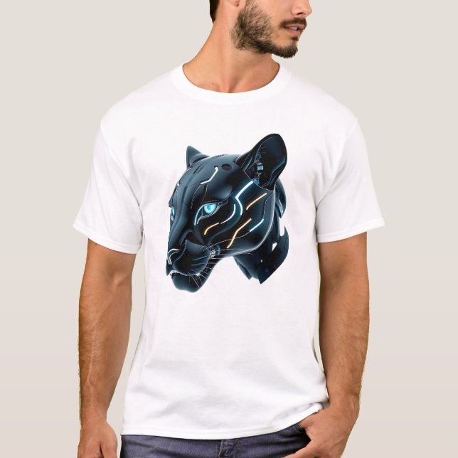 Robotic Panther Ansikte Art T Shirt (Framsida)
