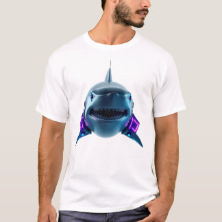 Robotic Shark Ansikte Art T Shirt
