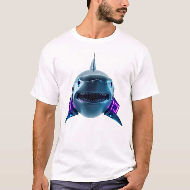 Robotic Shark Ansikte Art Tee (Framsida)