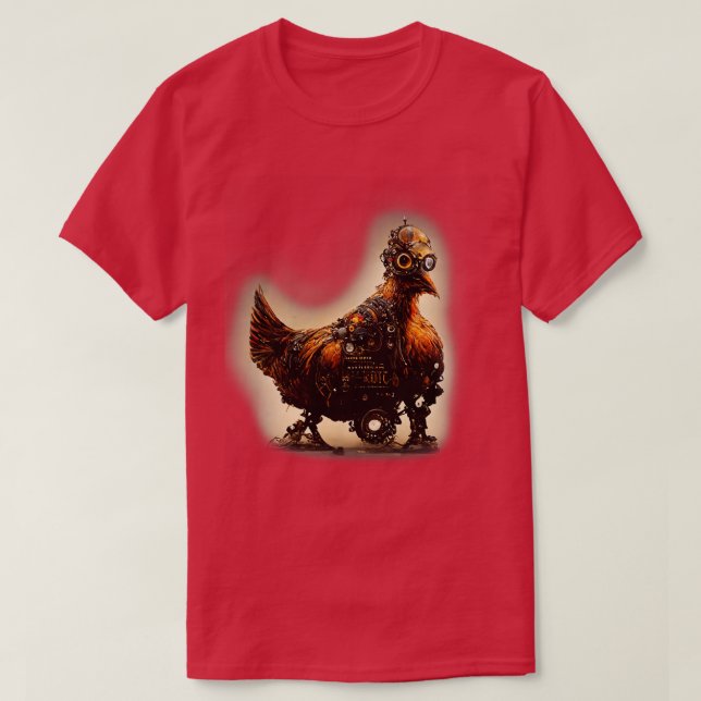 Robotic Steampunk Chicken T Shirt (Design framsida)