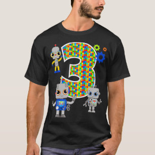 Robotics Ingenjör 3:e födelsedagen STEM Party 3 år T Shirt