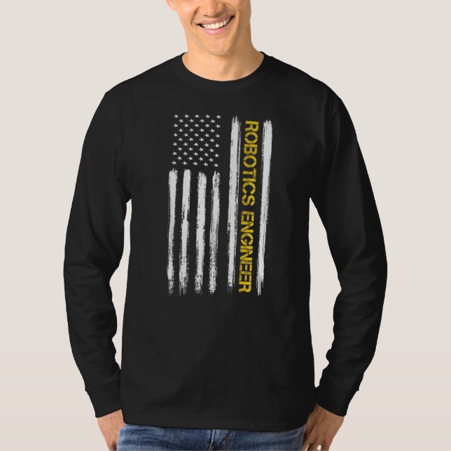 Robotics Ingenjör American Flagga Engineering Grad T Shirt (Framsida)