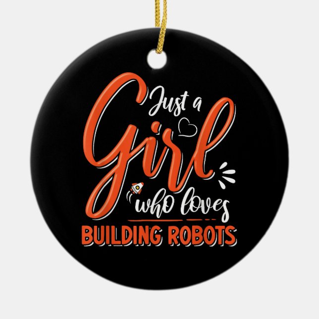 Robotics Ingenjör Robot Älskare Engineering Girl R Julgransprydnad Keramik (Framsidan)