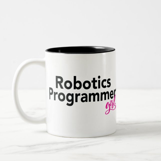 Robotics Programmer Girl Två-Tonad Mugg (Vänster)