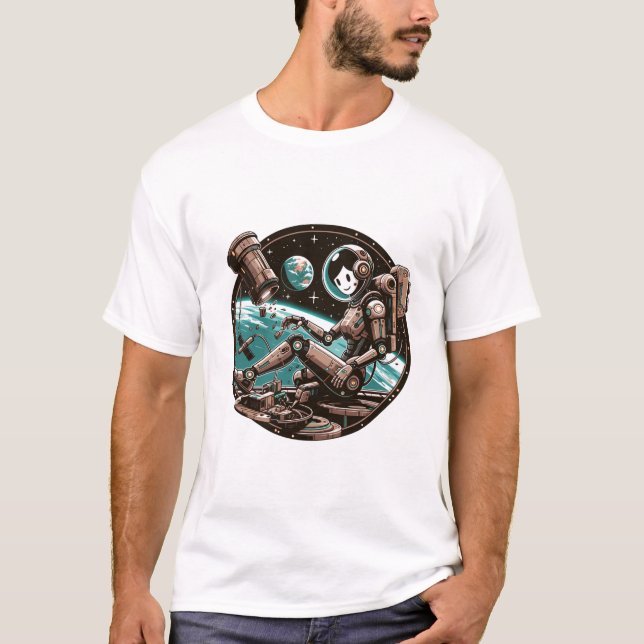 Robotisk astronaut t shirt (Framsida)