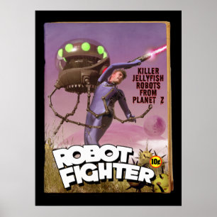 Robotkämpen fejkar trämassa täcker affischen poster