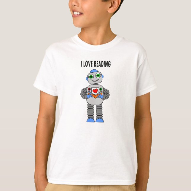 robotläsning enskjorta för boktecknadbarn tee shirt (Framsida)