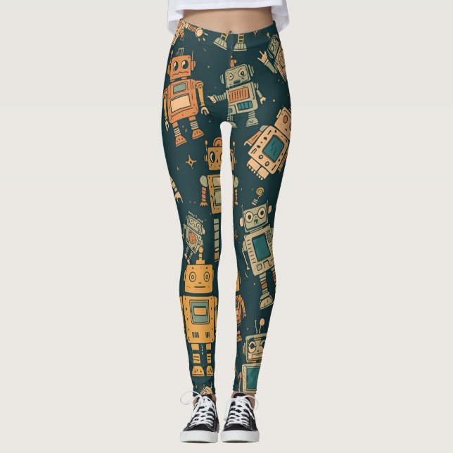 Robotmönstrade Leggings – Present till Unga Teknik (Framsida)