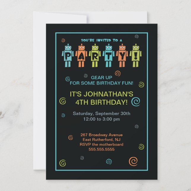 Robotpartyinbjudan Inbjudningar (Framsida)