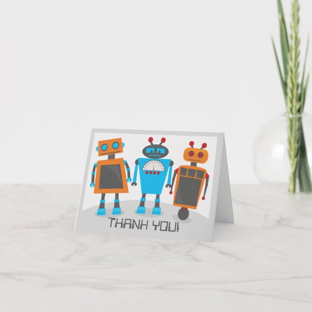 Robotpartytack Notecard Tack Kort (Framsida)