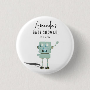 Robotpojke Baby Shower Knapp