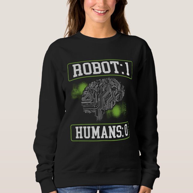 Robots 1 Humans 0 Backprint AI Artificial Intellig T Shirt (Framsida)