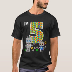 Robots 5:e födelsedagen Robot Party Robotics 5 år T Shirt