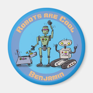 Robots är coola blue tecknad teckning magnet
