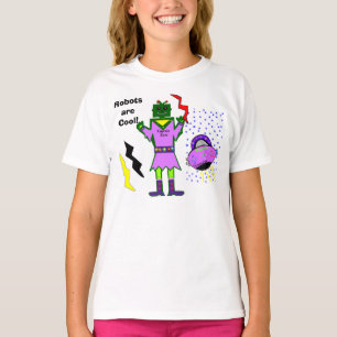 Robots är Coola kapten Zoey Petals Spacesship T-shirt