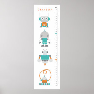 Robots Childrens Anpassningsbar Growth Height Char Poster