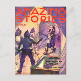 Robots för vintage-sci-bilder vykort