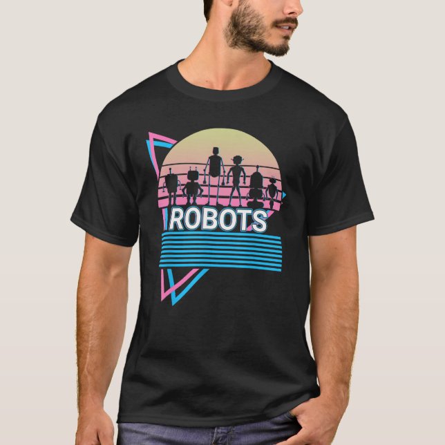 Robots Robots Robotics Retro T Shirt (Framsida)