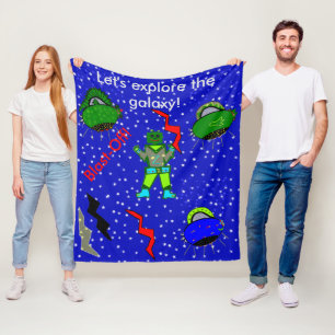 Robots Spaceships Kids Medium Blanket Fleecefilt