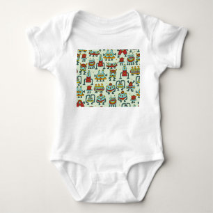 Robots Utomjordingars Vintage Mönster Illustration T Shirt