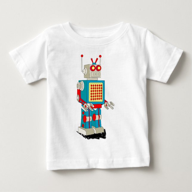 Robotteckentecknad T-shirt (Framsida)