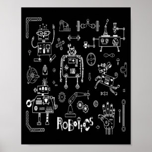Robottekniker rolig vintage robot poster