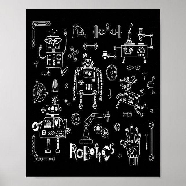 Robottekniker rolig vintage robot poster (Framsidan)