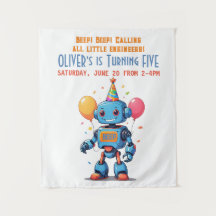 robottema med ballonger akvarell