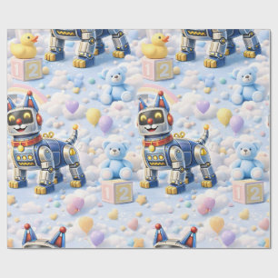 Robotvalp och rosa Ted Presentpapper