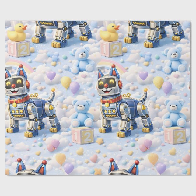 Robotvalp och rosa Ted Presentpapper (Platt)