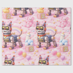 Robotvalp och rosa Teddy söta drömmar premium wr Presentpapper