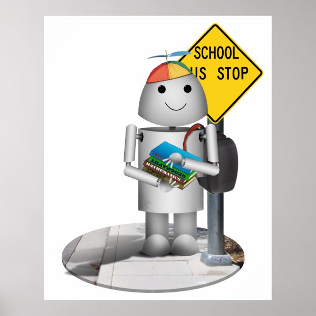 Robox 9 vid Buss-stopp - Back to school Poster (Framsidan)