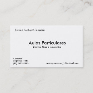 Robson Raphael Guimarães, Aulas Particulares, Q... Visitkort