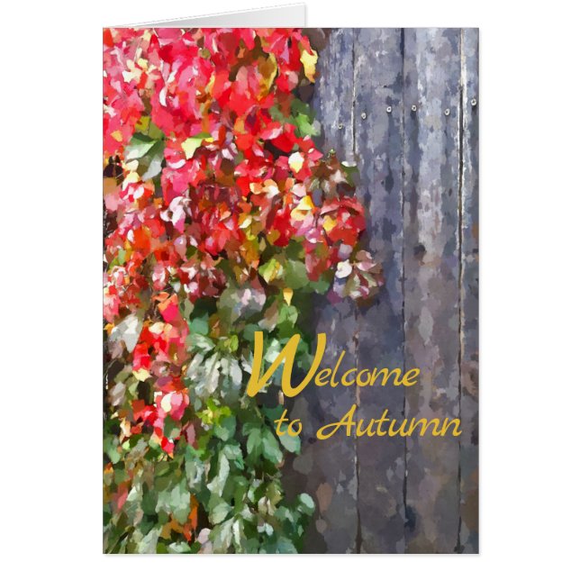 Robust Färg av Höst löv Rustic Wooden Fence Hälsningskort (Framsidan)