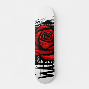 Robust Rosgraffiti-konst – Röd urban blomma Mini Skateboard Bräda 18,5 Cm
