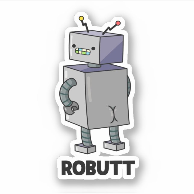 Robutt Funny Robot Pun Klistermärken (Framsida)